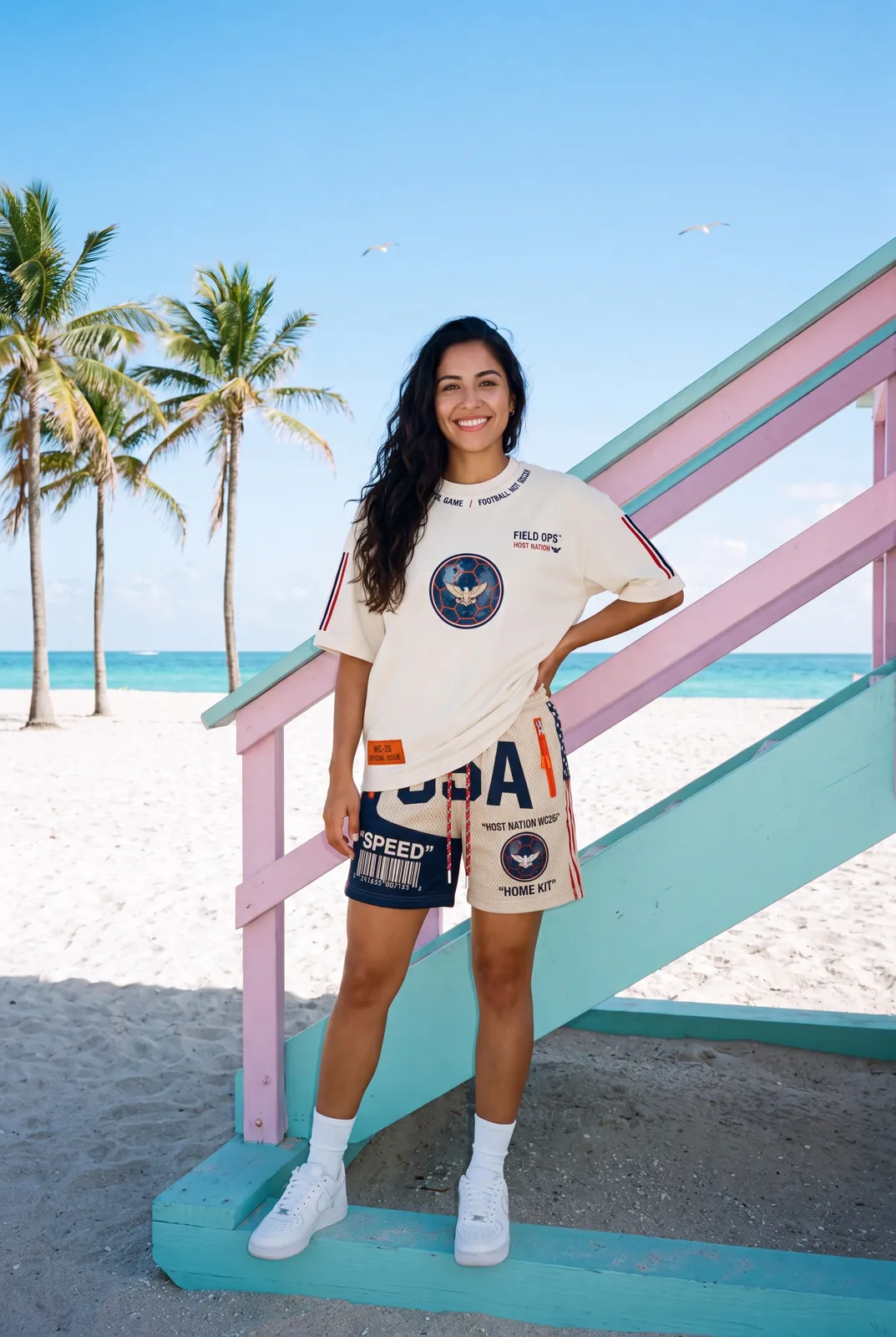 Tee and shorts on Miami Beach.